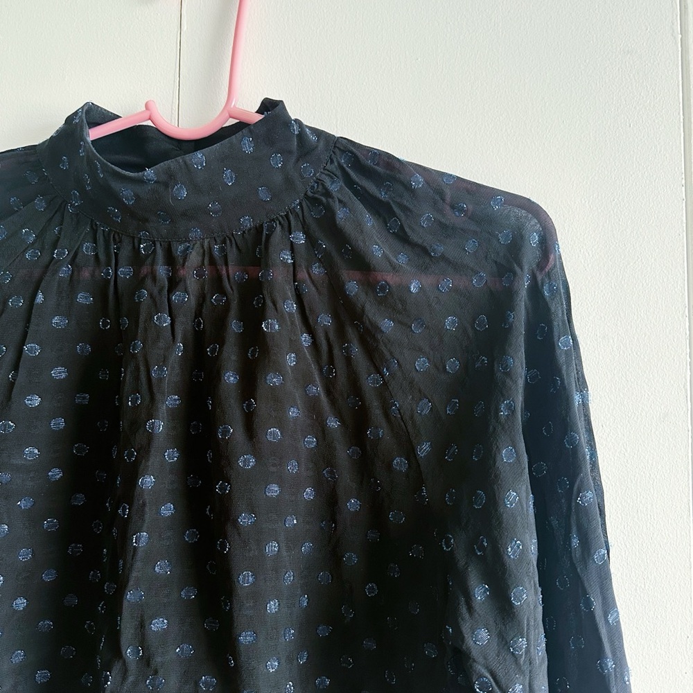 Other Stories | Black and Blue Polka Dot Blouse